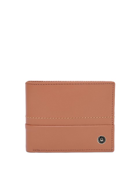 

United Colors of Benetton Men Tan Solid Genuine Leather Two Fold Wallet