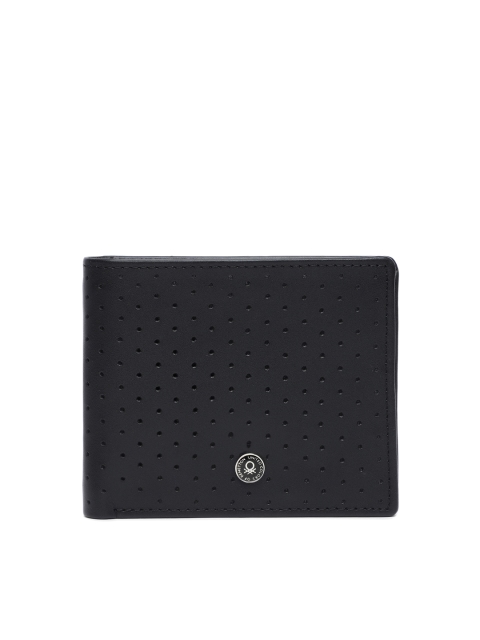 

United Colors of Benetton Men Black Leather Two Fold Wallet