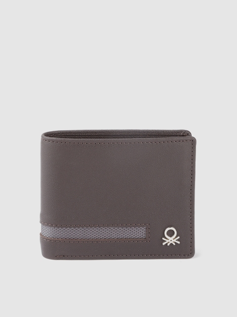 

United Colors of Benetton Men Coffee Brown Leather Two Fold Wallet