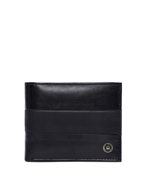 

United Colors of Benetton Men Black Solid Two Fold Wallet