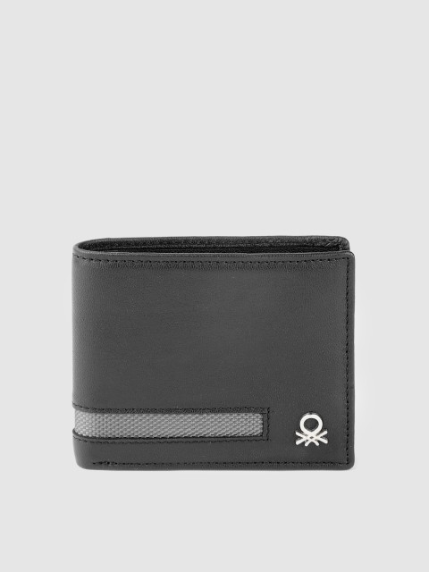 

United Colors of Benetton Men Black Leather Two Fold Wallet