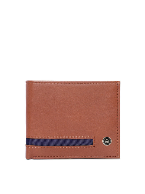 

United Colors of Benetton Men Tan Brown Solid Two Fold Wallet