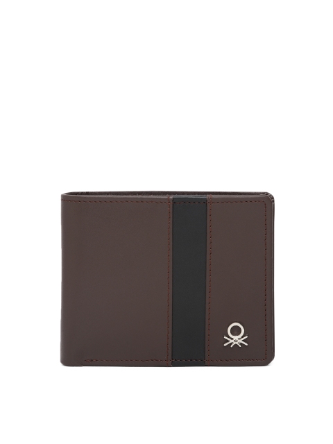 

United Colors of Benetton Men Brown Solid Leather Two Fold Wallet