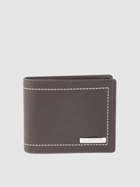 

United Colors of Benetton Men Coffee Brown Leather Two Fold Wallet