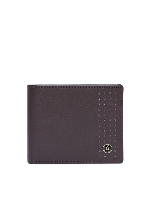 

United Colors of Benetton Men Brown Solid Genuine Leather Two Fold Wallet