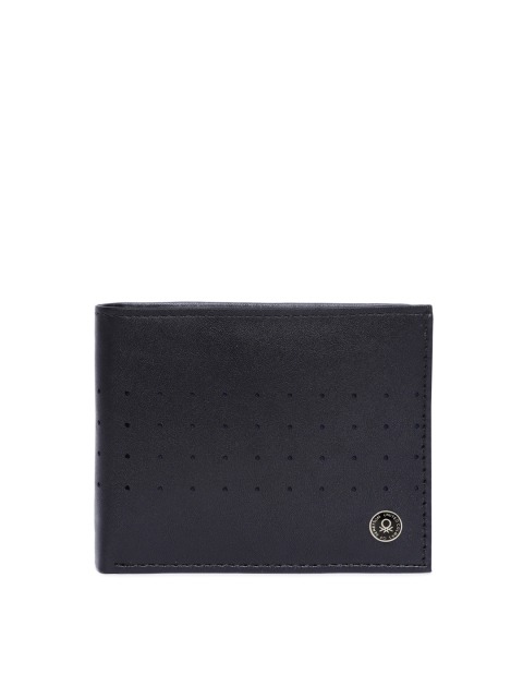 

United Colors of Benetton Men Black Solid Two Fold Wallet