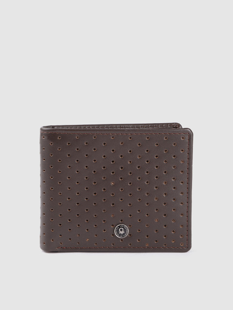 

United Colors of Benetton Men Coffee Brown Perforated Leather Two Fold Wallet