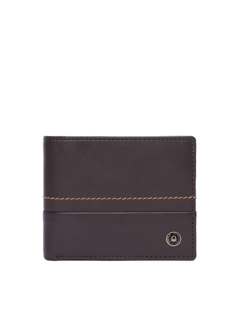 

United Colors of Benetton Men Brown Solid Genuine Leather Two Fold Wallet