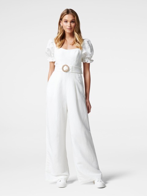 

Forever New Women White Solid Basic Jumpsuit