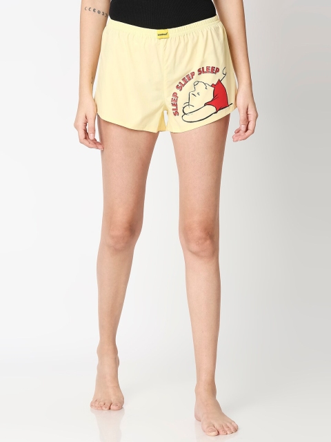 

Bewakoof Women Yellow & Red Pooh Printed Lounge Shorts