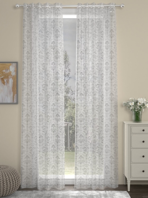 

ROSARA HOME White & Grey Set of 2 Door Curtains