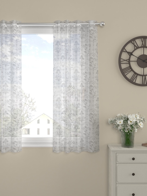 

ROSARA HOME White & Grey Single Sheer Window Curtain