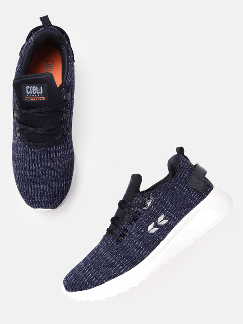 

Crew STREET Men Navy Blue Woven Design Running Shoes
