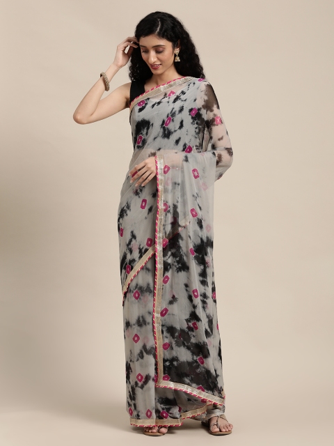 

Mitera Black & Grey Bandhani Ready to Wear Bandhani Saree
