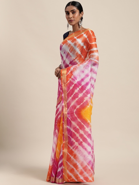 

Mitera Multi-Coloured Dyed Art Silk Bandhani Saree