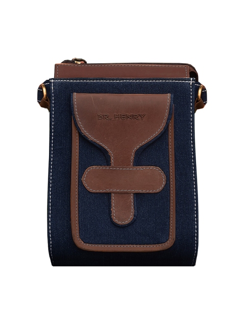 

DR. HENRY Unisex Brown & Navy Blue Solid Messenger Bag