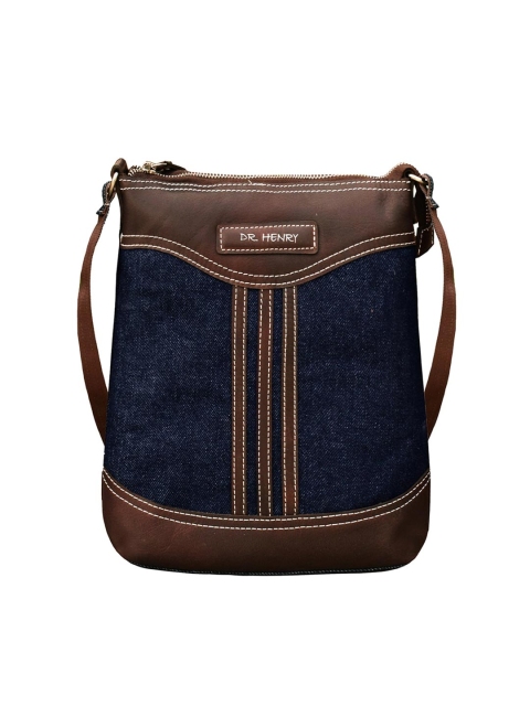 

DR. HENRY Unisex Blue & Brown Solid Messenger Bag