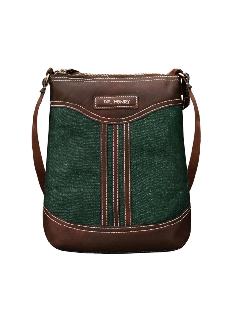 

DR. HENRY Unisex Green & Brown Colourblocked Messenger Bag