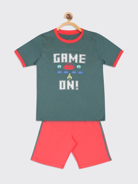 

Kanvin Boys Grey & Orange Printed Night Suit