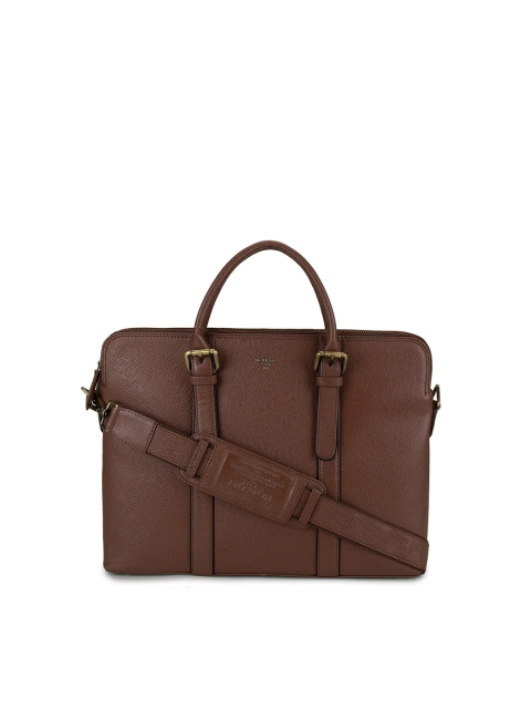 

Da Milano Men Brown Solid 14 Inch Leather Laptop Bag