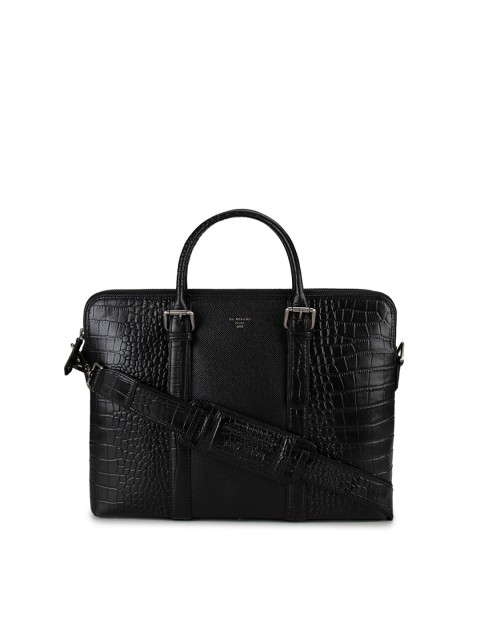 

Da Milano Men Black Textured Leather Laptop Bag