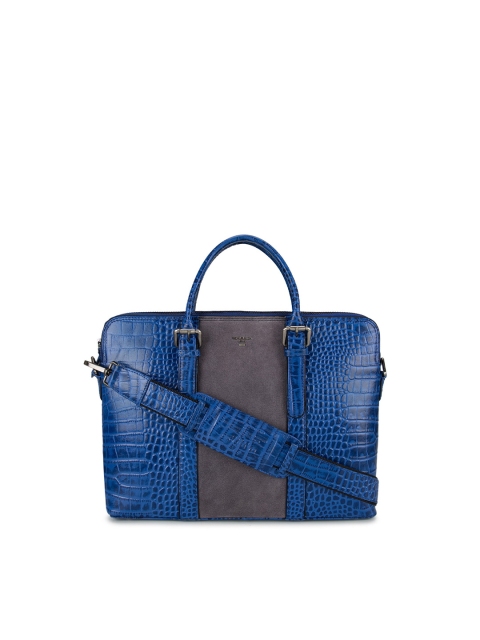 

Da Milano Men Blue Colourblocked Leather 14 Inch Laptop Bag