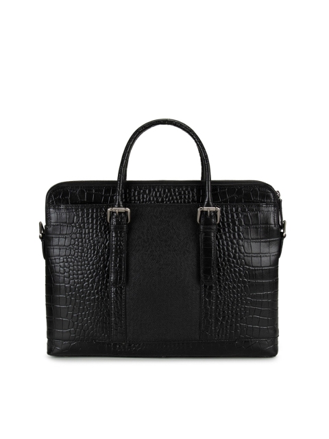 

Da Milano Men Black Textured Leather Laptop Bag