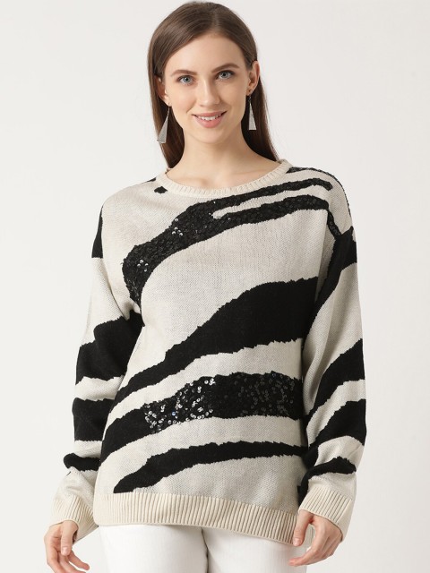 

ZOELLA Women Black Printed Pullover Sweater