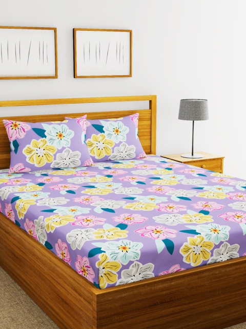 

BIANCA Multicoloured Floral 152 TC Polyester 1 King Bedsheet with 2 Pillow Covers, Multi