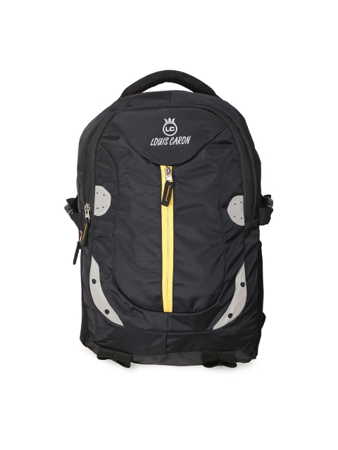 

LOUIS CARON Unisex Black & White Backpacks with Reflective Strip