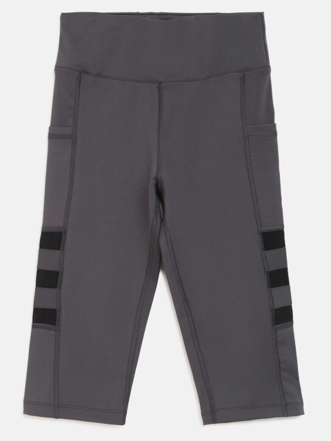 

CHIMPRALA Girls Grey & Black Solid Regular Fit Capris