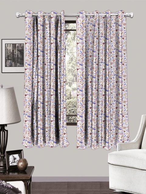 

HOUZZCODE Multicoloured Set of 2 Room Darkening Window Curtains, Multi