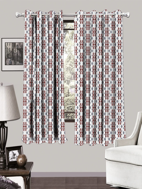 

HOUZZCODE Multicoloured Set of 2 Room Darkening Window Curtains, Multi