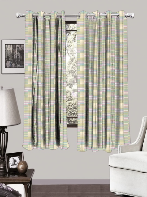 

HOUZZCODE Multicoloured Set of 2 Room Darkening Window Curtains, Multi