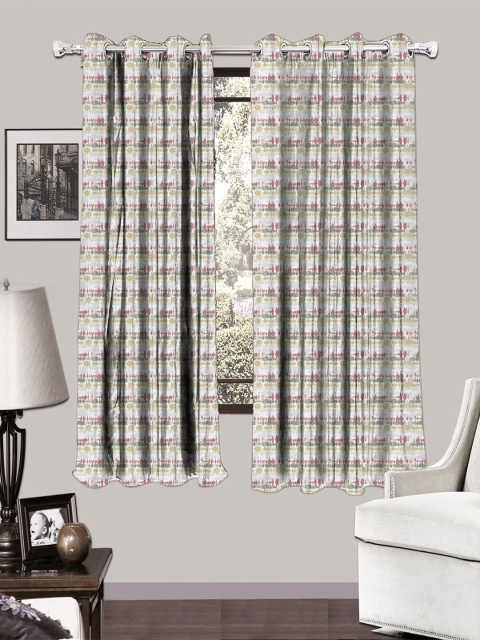 

HOUZZCODE Multicoloured Set of 2 Room Darkening Window Curtains, Multi