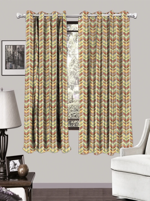 

HOUZZCODE Orange & Yellow Set of 2 Room Darkening Window Curtains