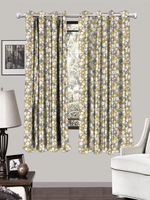 

HOUZZCODE Multicoloured Set of 2 Room Darkening Window Curtains, Multi