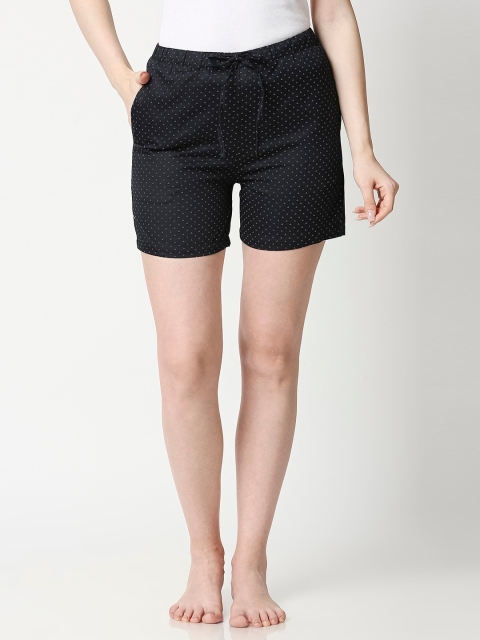 

Bewakoof Women Black & White Printed Lounge Shorts