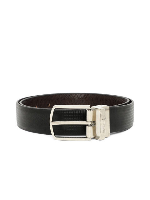 

United Colors of Benetton Men Black & Coffee Brown Textured Reversible Formal Belt