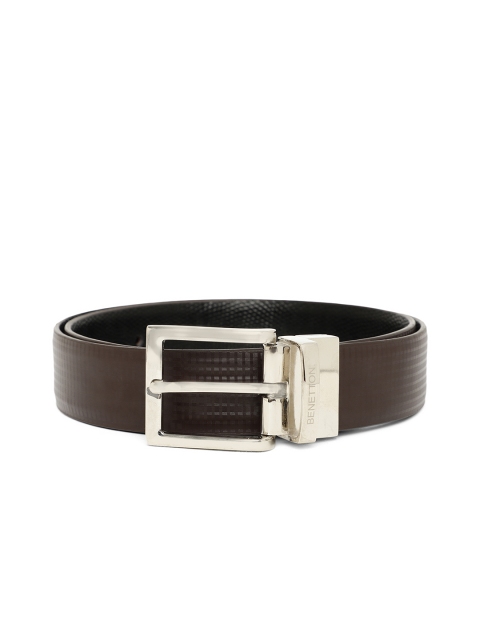 

United Colors of Benetton Men Black & Coffee Brown Textured Reversible Formal Belt