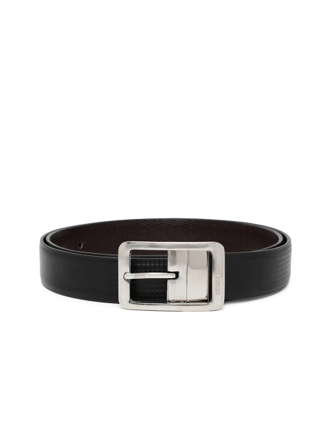 

United Colors of Benetton Men Black & Coffee Brown Textured Reversible Formal Belt
