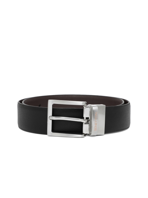 

United Colors of Benetton Men Black & Coffee Brown Textured Leather Reversible Formal Belt