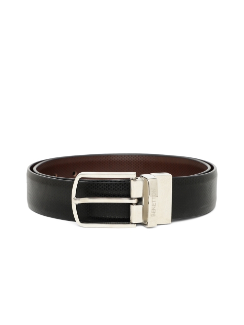 

United Colors of Benetton Men Black & Coffee Brown Textured Reversible Formal Belt