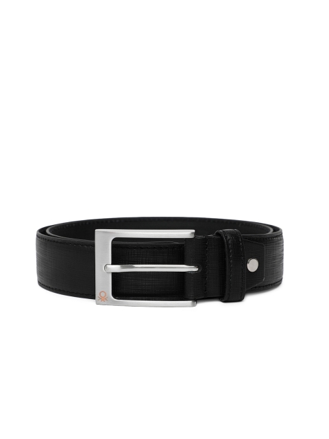 

United Colors of Benetton Men Black Textured Leather Formal Belt