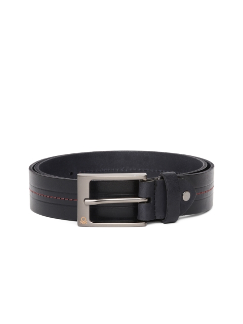

United Colors of Benetton Men Black Leather Belt