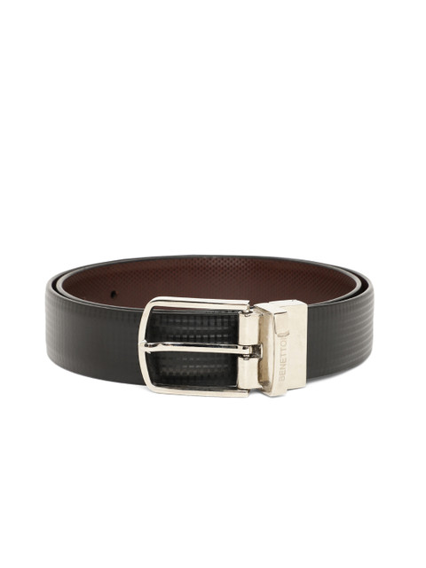 

United Colors of Benetton Men Black & Brown Textured Faux Leather Reversible Belt