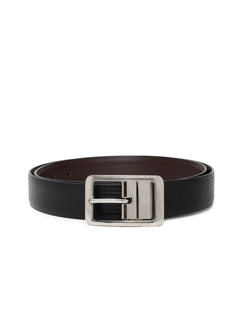 

United Colors of Benetton Men Black & Coffee Brown Textured Reversible Formal Belt