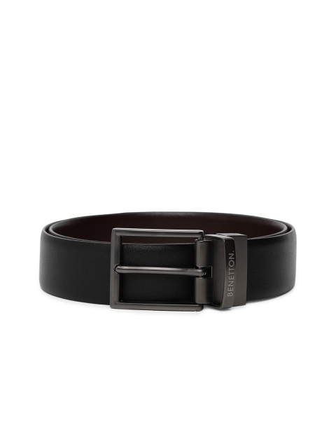 

United Colors of Benetton Men Black & Coffee Brown Solid Reversible Leather Belt