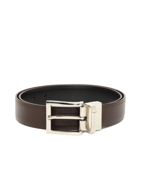 

United Colors of Benetton Men Black & Brown Textured Faux Leather Reversible Belt