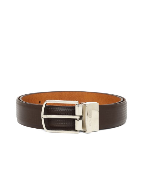 

United Colors of Benetton Men Brown Checked Reversible Belt